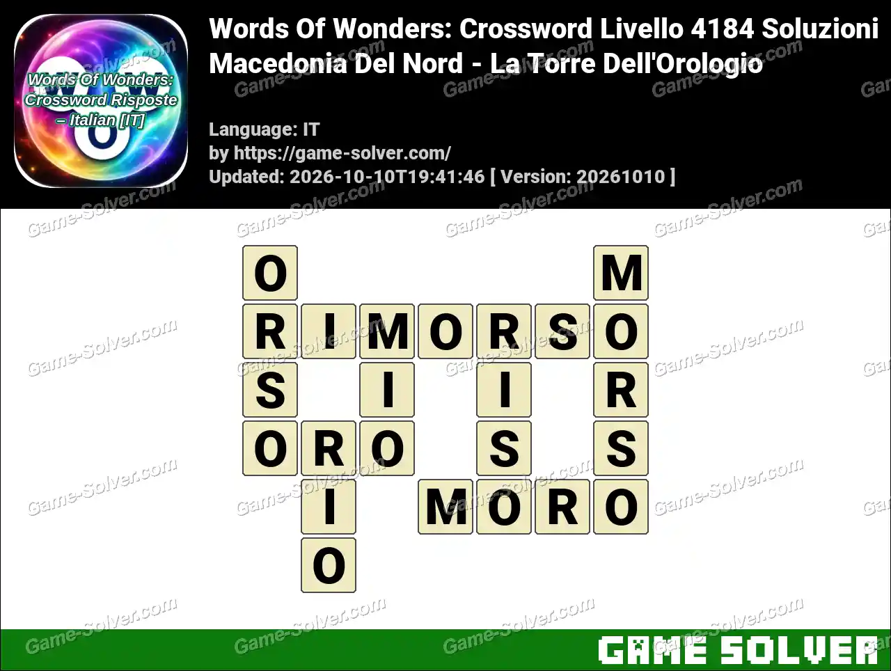 Words Of Wonders: Crossword Livello 4184 Soluzioni – Macedonia Del Nord – La Torre Dell’Orologio